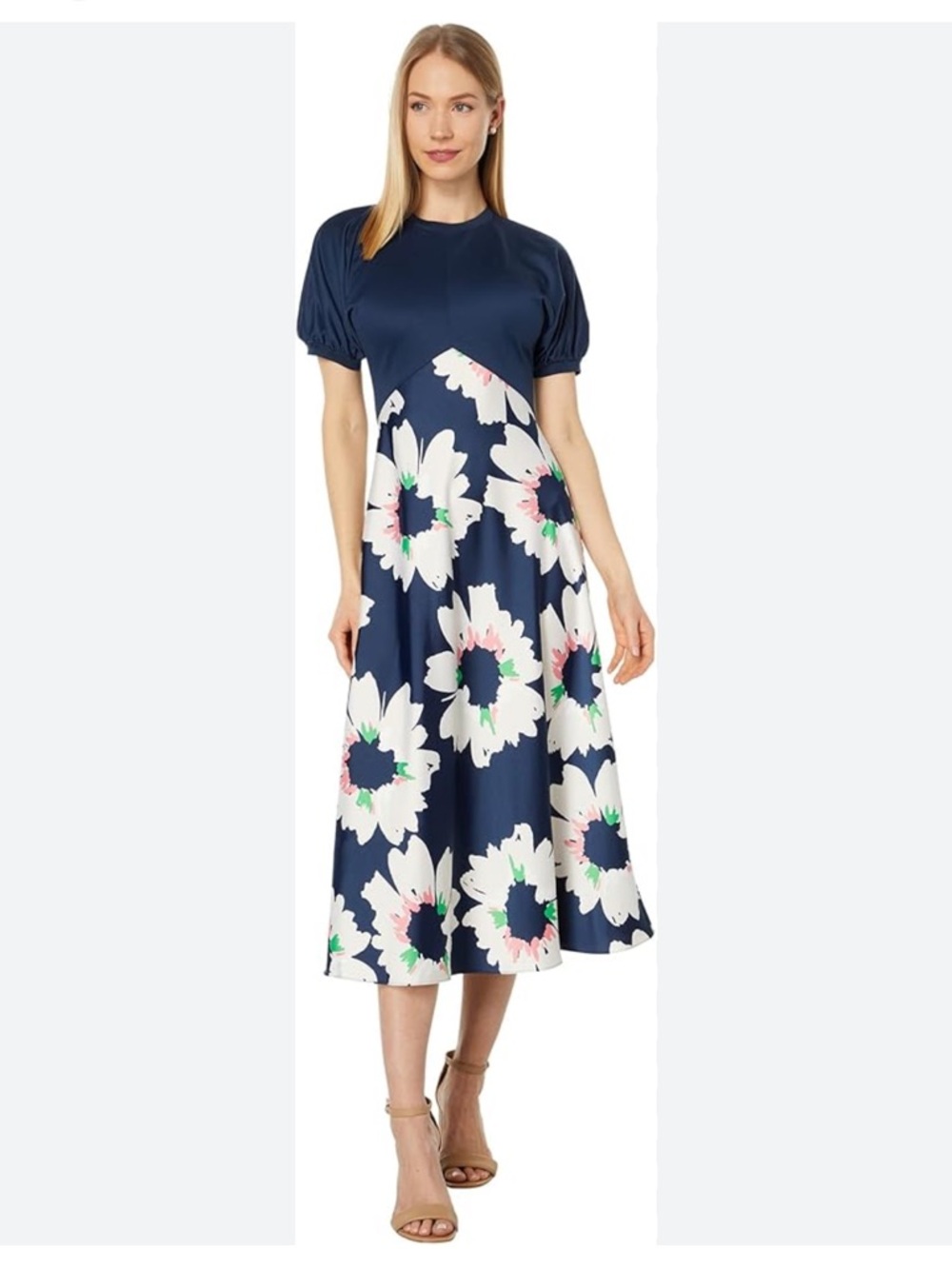 Ted‎ Baker Daysiah Ponte Top with Midi Skirt Dress sz 1 XS blue white floral